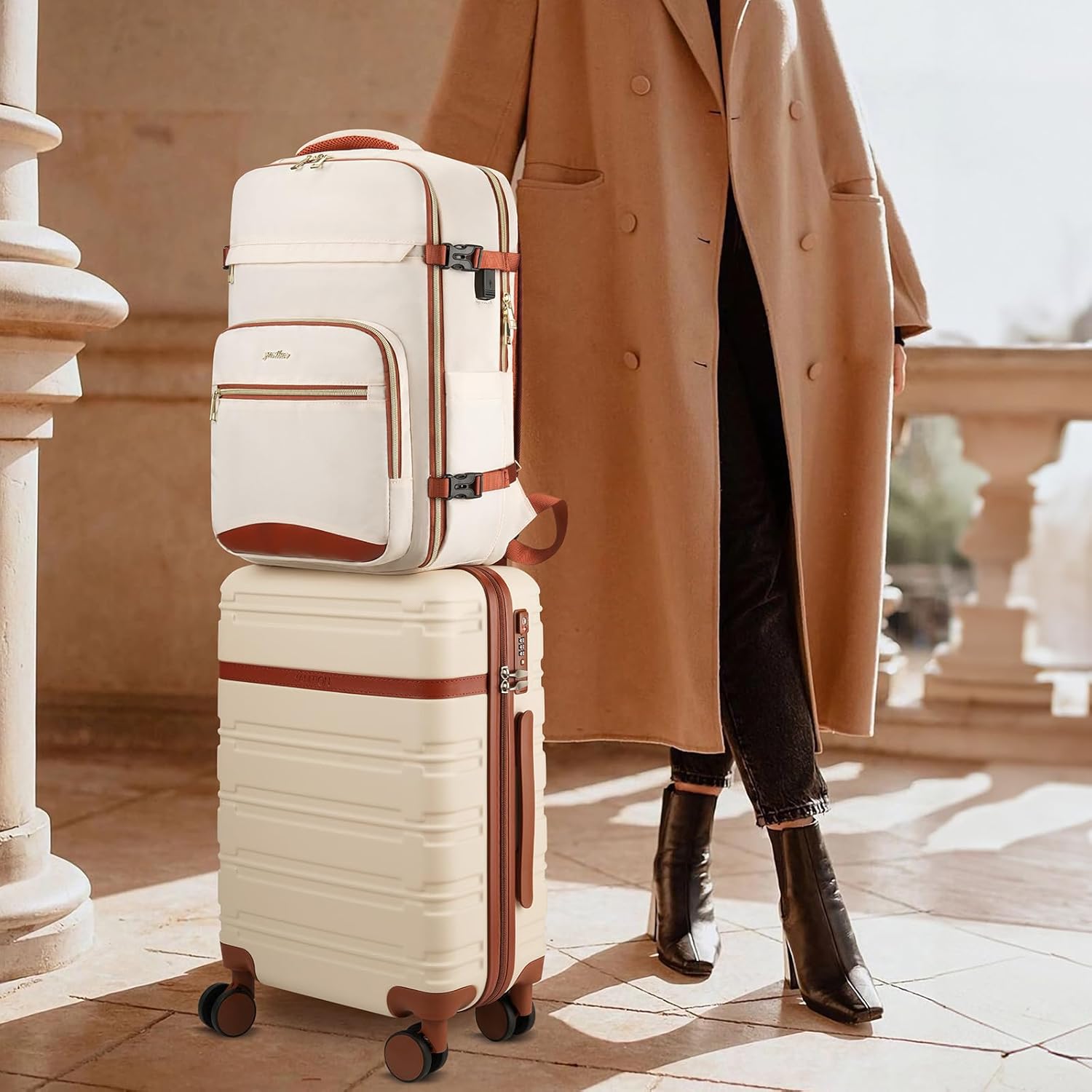 YAMTION Luggage Sets 6 Piece,Hardside 20In Suitcase with Spinner Wheels,TSA Lock,Carry On Suitcase Travel Essentials for Personal Items