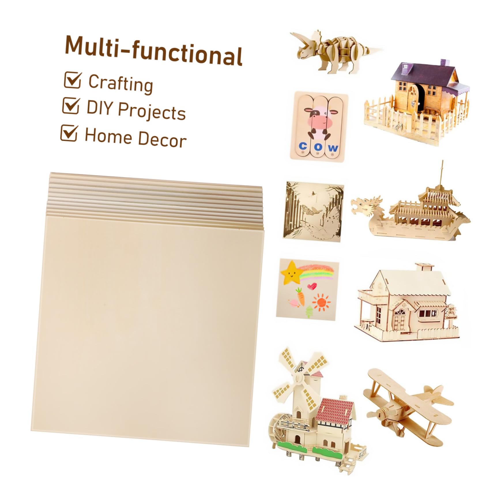 12 Pezzi Quadrati in Legno per Hobby Creativi e Decorazioni