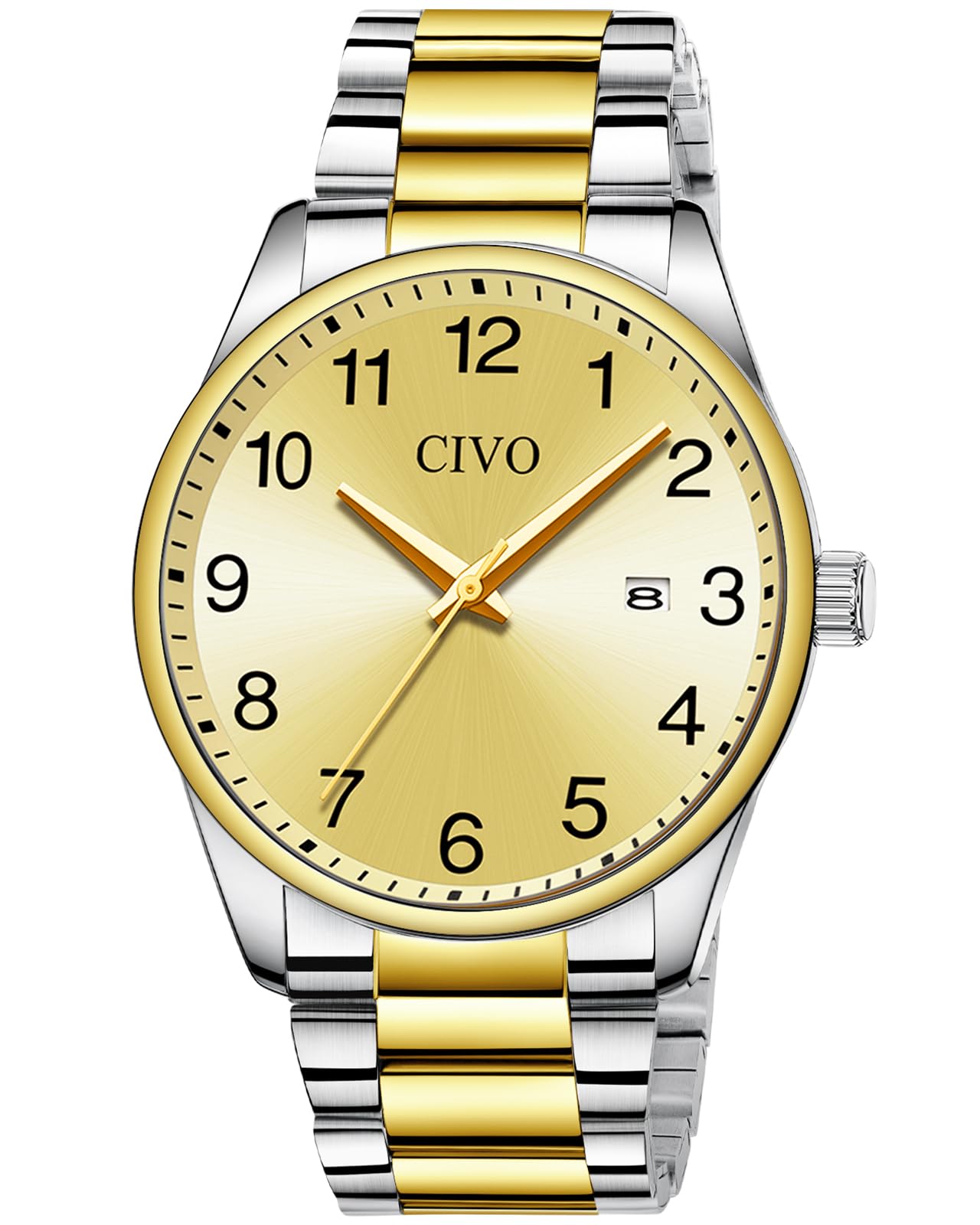 CIVO Herren Uhren Geschenke zum Ruhestand: Großes Gesicht Leicht Lesbare Edelstahl Armbanduhr mit Datum - Geschenke für Ehemann Vater Valentinstag Vatertag Geburtstag