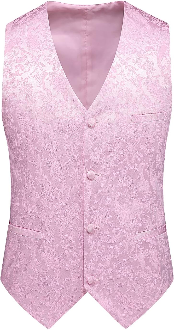 UNINUKOO Mens Suits Slim Fit 3 Piece Jacquard Suit 1 Button Shawl Collar Wedding Formal Tuxedo for Men - Image 2