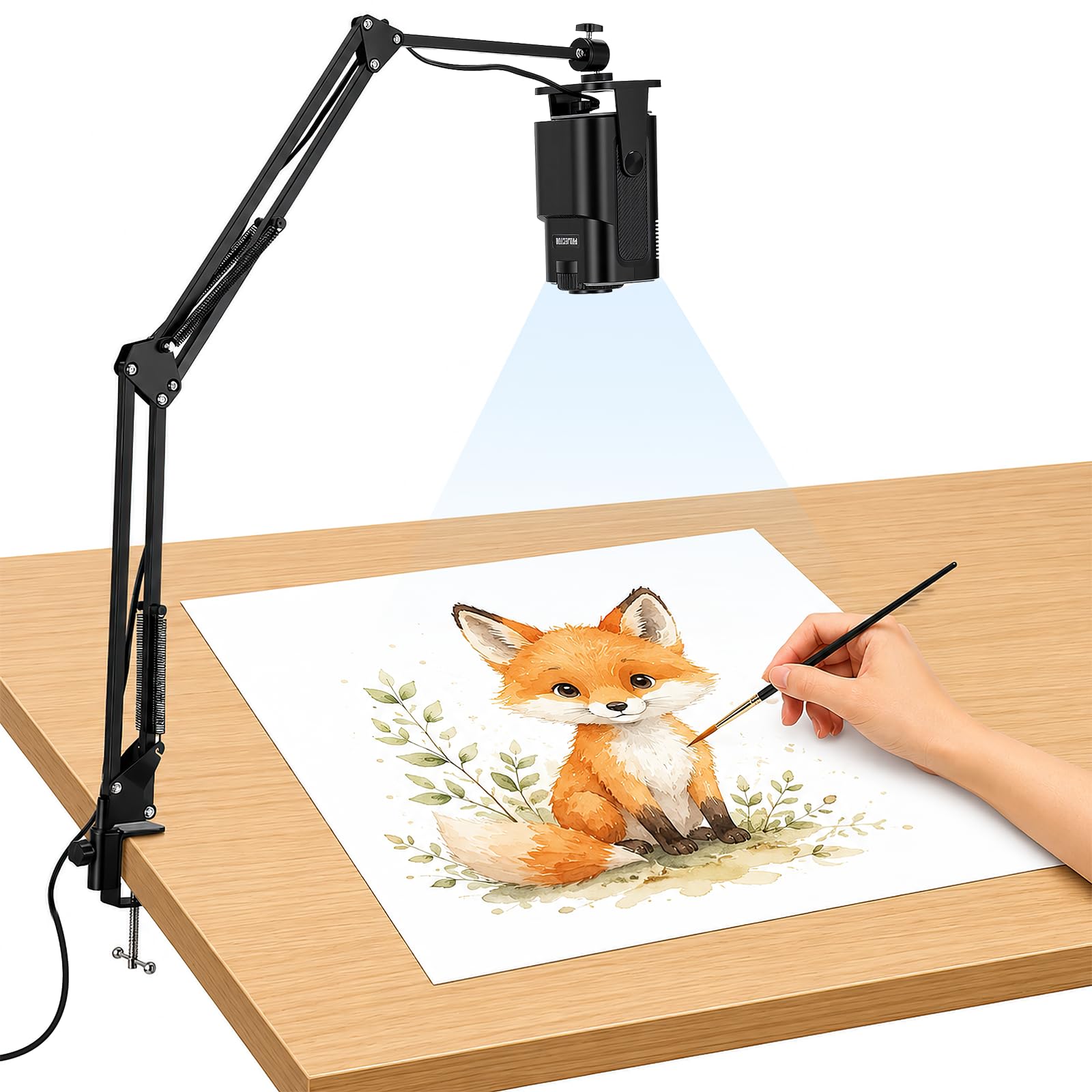 Zeichenprojektor 720P HD mit Fernbedienung, Zeichnen Projektor für Künstler, Tragbarer Skizzenprojektor mit WLAN & Auto Trapezkorrektur, Projektionsfläche einstellbar, für Malerei Kalligraphie