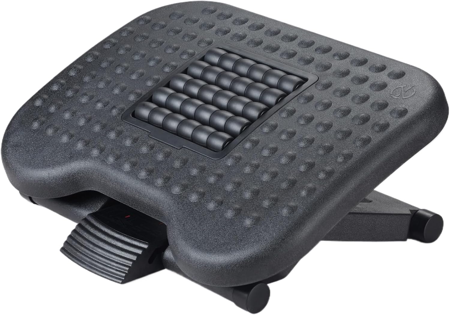 Adjustable Footrest with Massage Texture and Roller, Foot Rest for Under Desk at Work, 3 Height Adjustment Ergonomic Foot Stool and 30 Degree Tilt Angle for Office & Home, Black