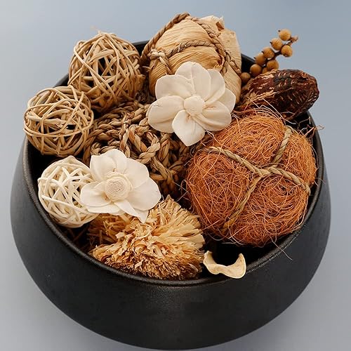 Miniatura 5 de Qingbei Rina Bolas decorativas de mimbre de ratán, bolas decorativas marrones para cuencos de centro de mesa, rellenos de jarrones de cuencos