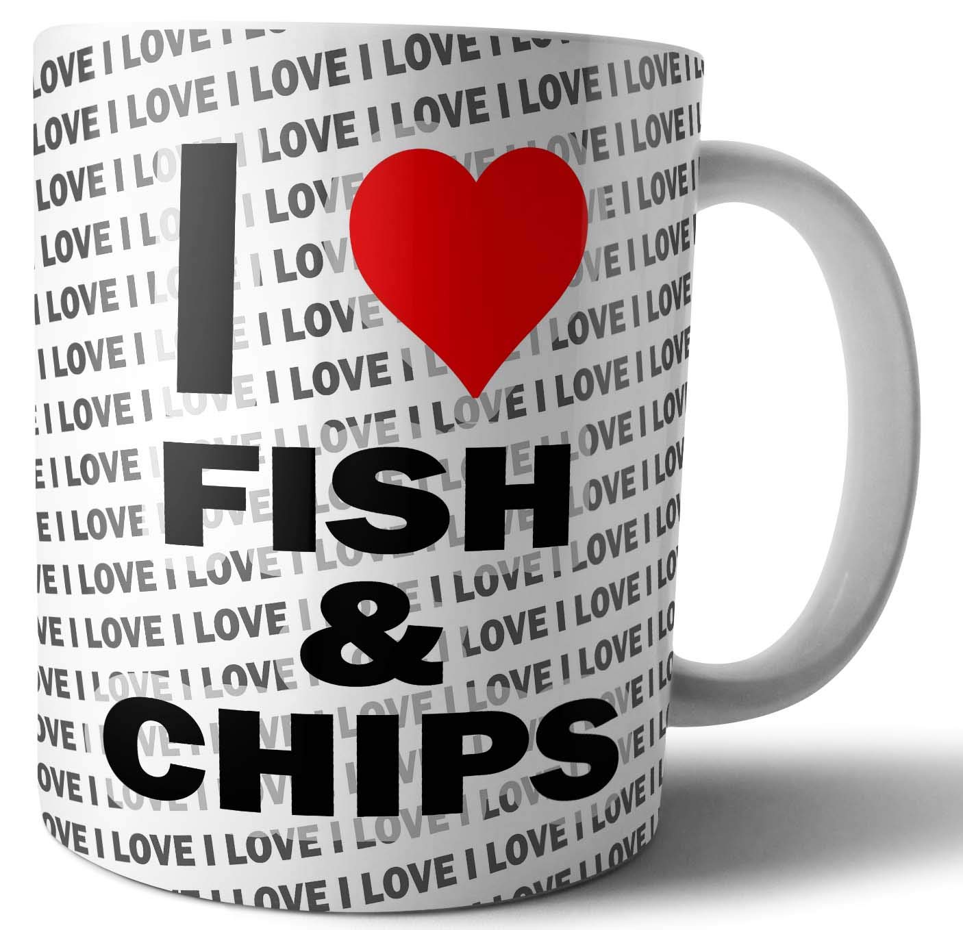 AK Giftshop I Love Fish & Chips - Tea - Coffee - Mug - Cup - Birthday - Christmas - Gift