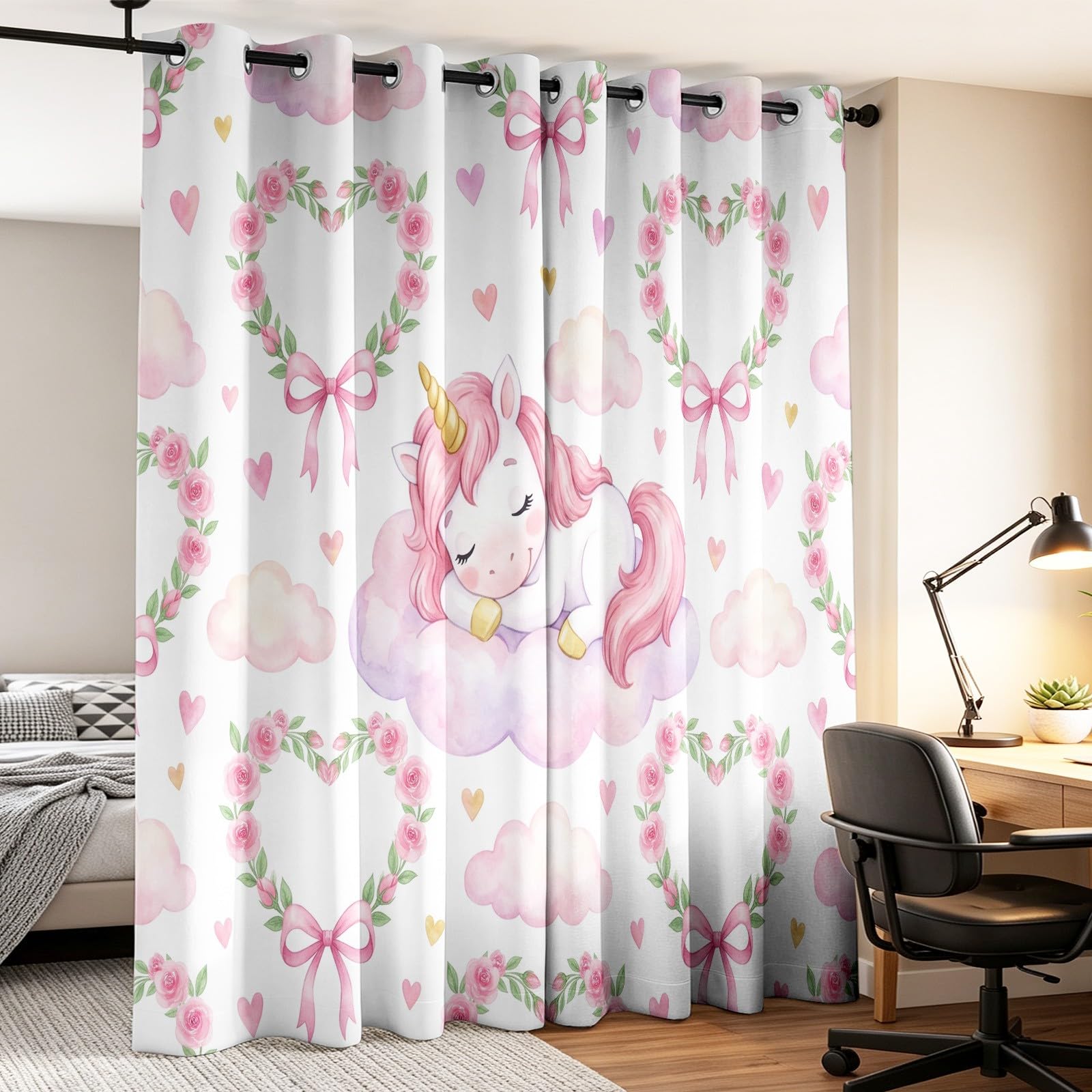 Générique Licorne Rideaux Thermiques à Œillets pour Chambre Enfant Salon