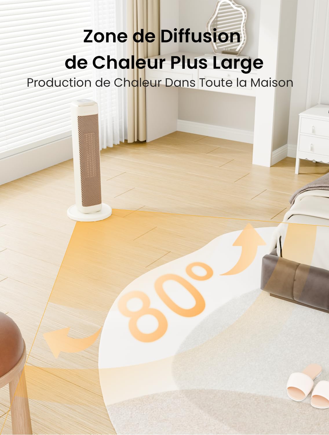 AIRMATE Chauffage d'appoint de Grande Pièce de 63cm, Chauffage Electrique de 2000W, Chauffage Soufflant en Céramique PTC économique, Radiateur Electrique, Radiateur Soufflant,Télécommande