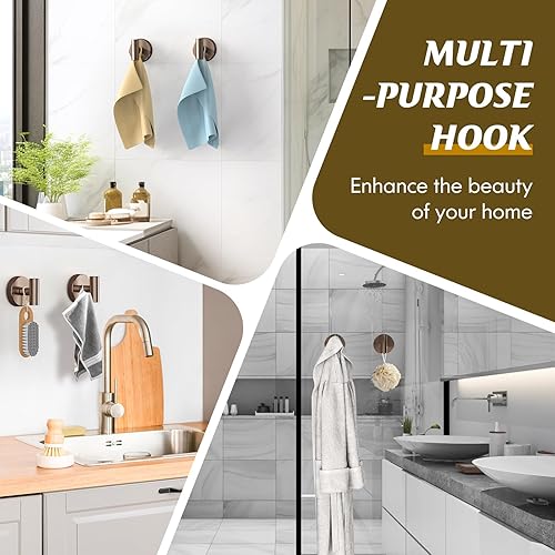 Miniatura 2 de Ganchos de ventosa para ducha, ganchos de succión resistentes para toallas de ducha, ganchos de toalla montados en la pared sin taladro, para baño,