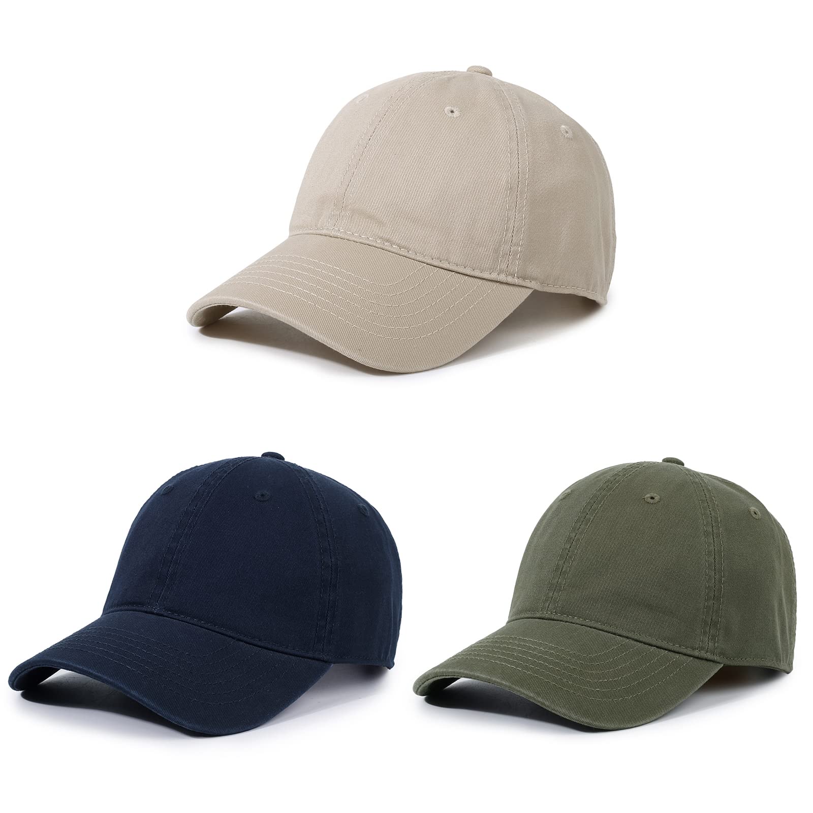 Kozinu - Gorra de béisbol unisex de algodón liso en blanco para papá, ajustable, vintage, Cem-caqui+verde+azul marino