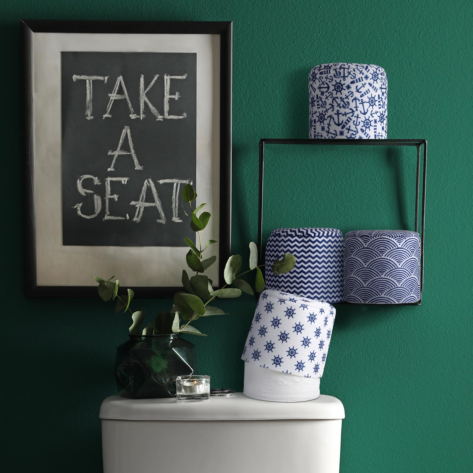 Hoolerry 6 Pcs Decorative Toilet Paper Roll Covers, Nautical — Amazon image 4