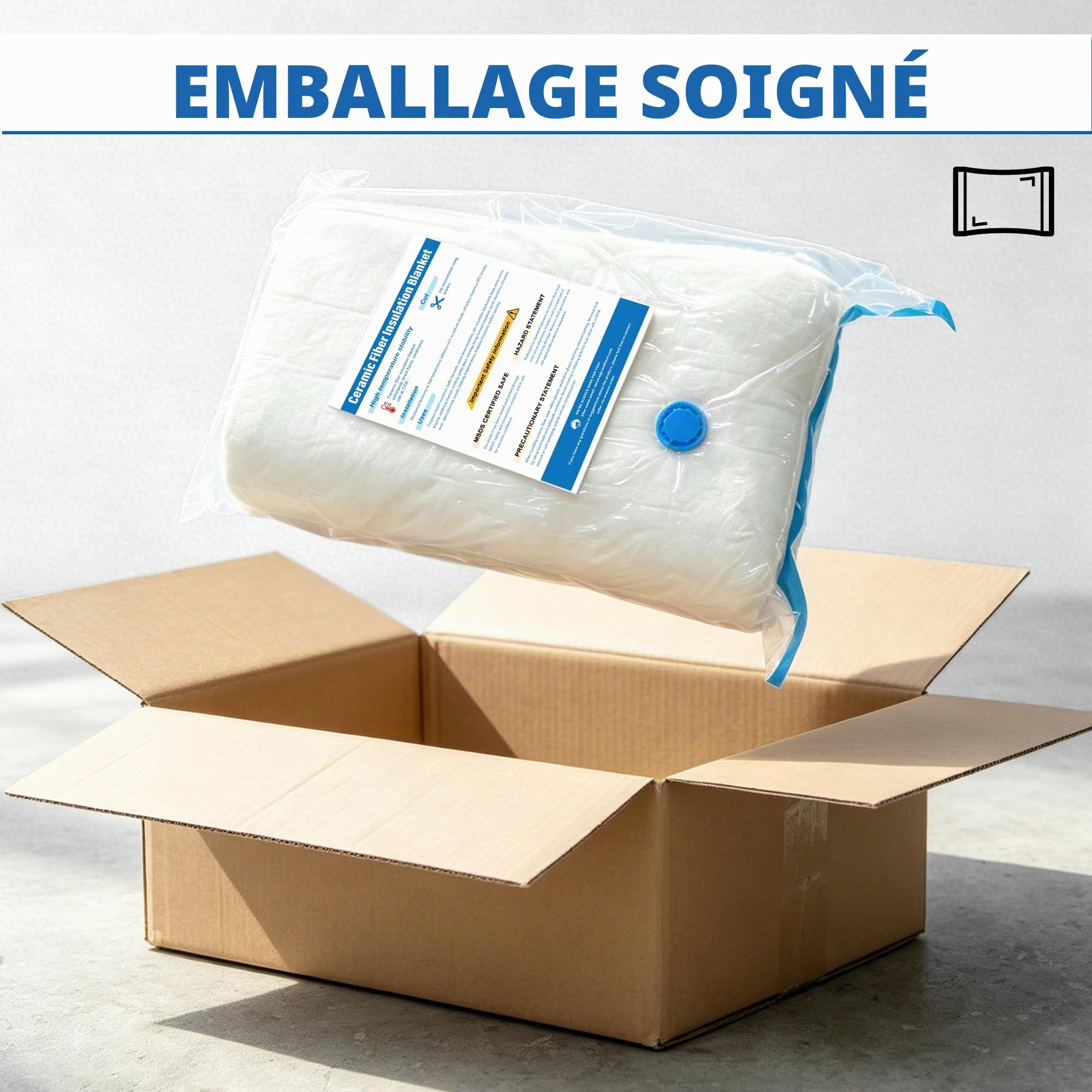 Nelyrho Couverture isolante en fibre de céramique de 61 x 40,6 x 2,5 cm, ignifuge et résistante à la chaleur jusqu'à 1 482,2 °C, idéale pour les plaques de poêle à bois, les cheminées, les fours, les