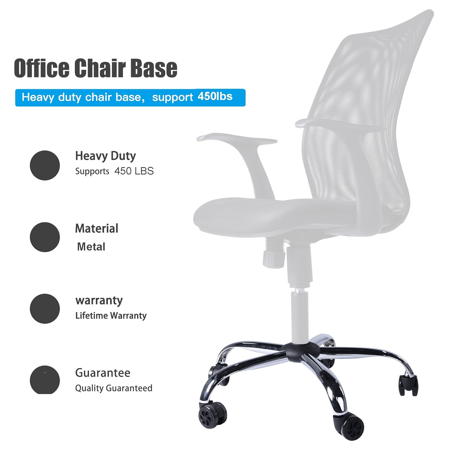 Frassie 28 Inch Office Chair Base Replacement with 5 Casters, Heavy Duty Chair Metal Base Part : Office Products