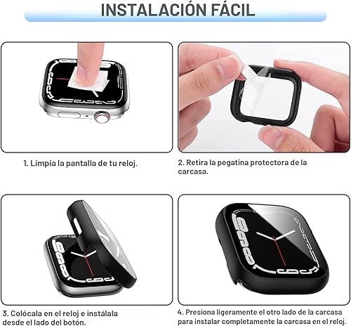 Miniatura 6 de Rontion - Juego de 6 fundas de PC rígidas con protector de pantalla de vidrio templado de 44 mm para Apple Watch SE 3/SE (2ª) Series 6/SE/5/4,