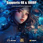 Intelligent Mini Projecteur avec applications, 4K Appui WiFi & Projecteur de film portable Bluetooth avec haut-parleur, Keystone automatique, pour chambre, plafond, camping & Utilisation en extérieur