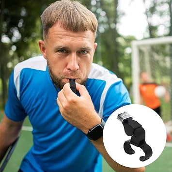 2Pcs Handheld Whistle Finger Grip Sport Referee Whistle, Referee Whistle Black Plastic Finger Grip Loud Crisp Sound Whistle Reusable Sports Whistles, for Training and Outdoor Camping (Black)