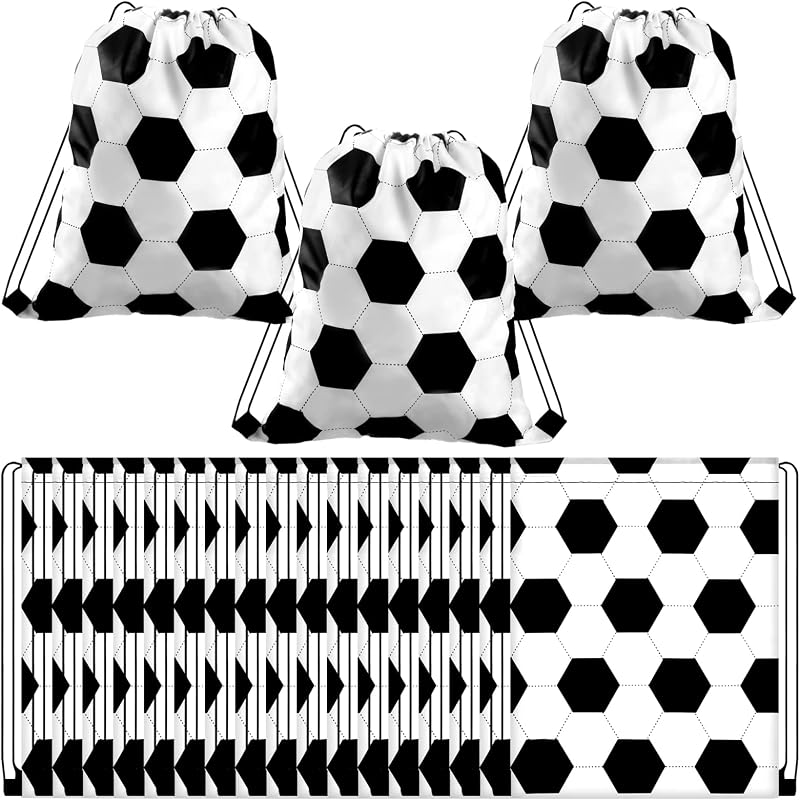 Shappy 20 bolsas grandes con cordón de fútbol, ​​bolsas zapatillas a granel, mochila para bocadillos para niños, regalos de fiesta de cumpleaños, suministros para regalos de equipo, 13 x 17 pulgadas
