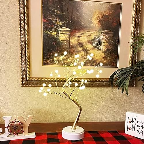Miniatura 3 de OTAVILEM Luz de árbol bonsái para decoración de habitación, lámparas estéticas de árbol de perlas para sala de estar, bonita luz nocturna para