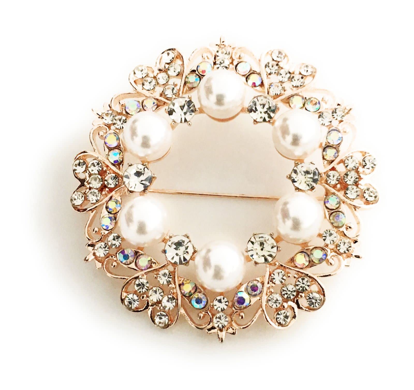 pearls brooch pins for women girls round shape gold colour bridal saree pins (pack of 1) with white stones and pearls wedding party fancy dress suit pins (B0C1SV2YT8) Amazon Price History, Amazon Price Tracker