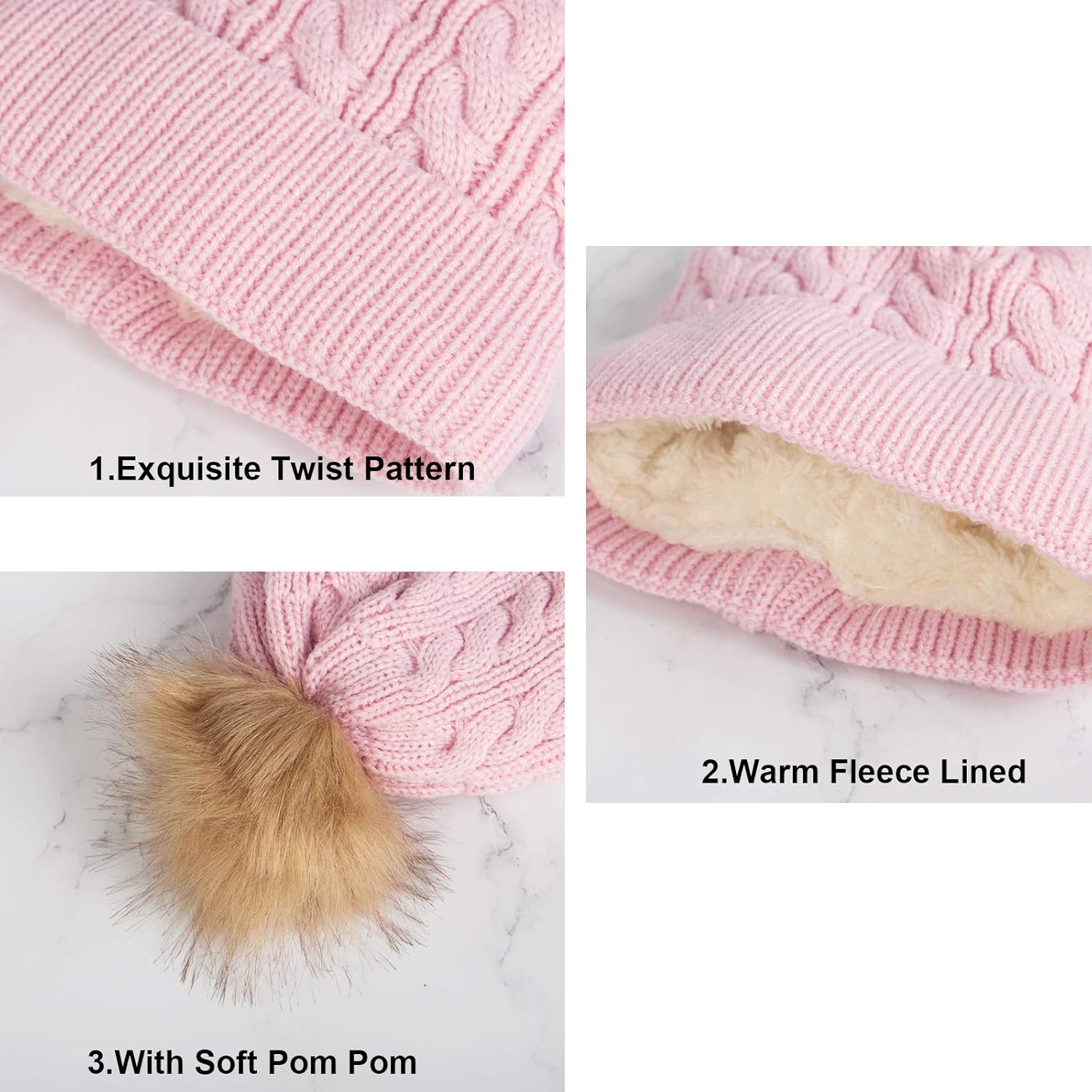 Chalier Kids Toddler Baby Winter Hats Warm Fleece Lined Pompom Hats Knit Thick Baby Beanies for Boys Girls(Mix Color) Yellow: Clothing