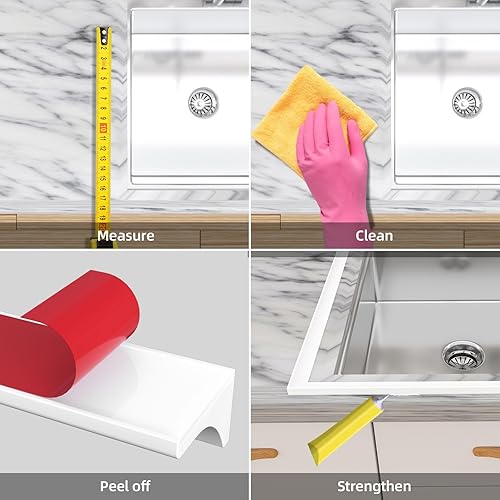 Miniatura 4 de Barrera de agua plegable de 67 pulgadas, barrera de agua de silicona autoadhesiva, impermeable, para el espacio entre la ducha, la cocina, el