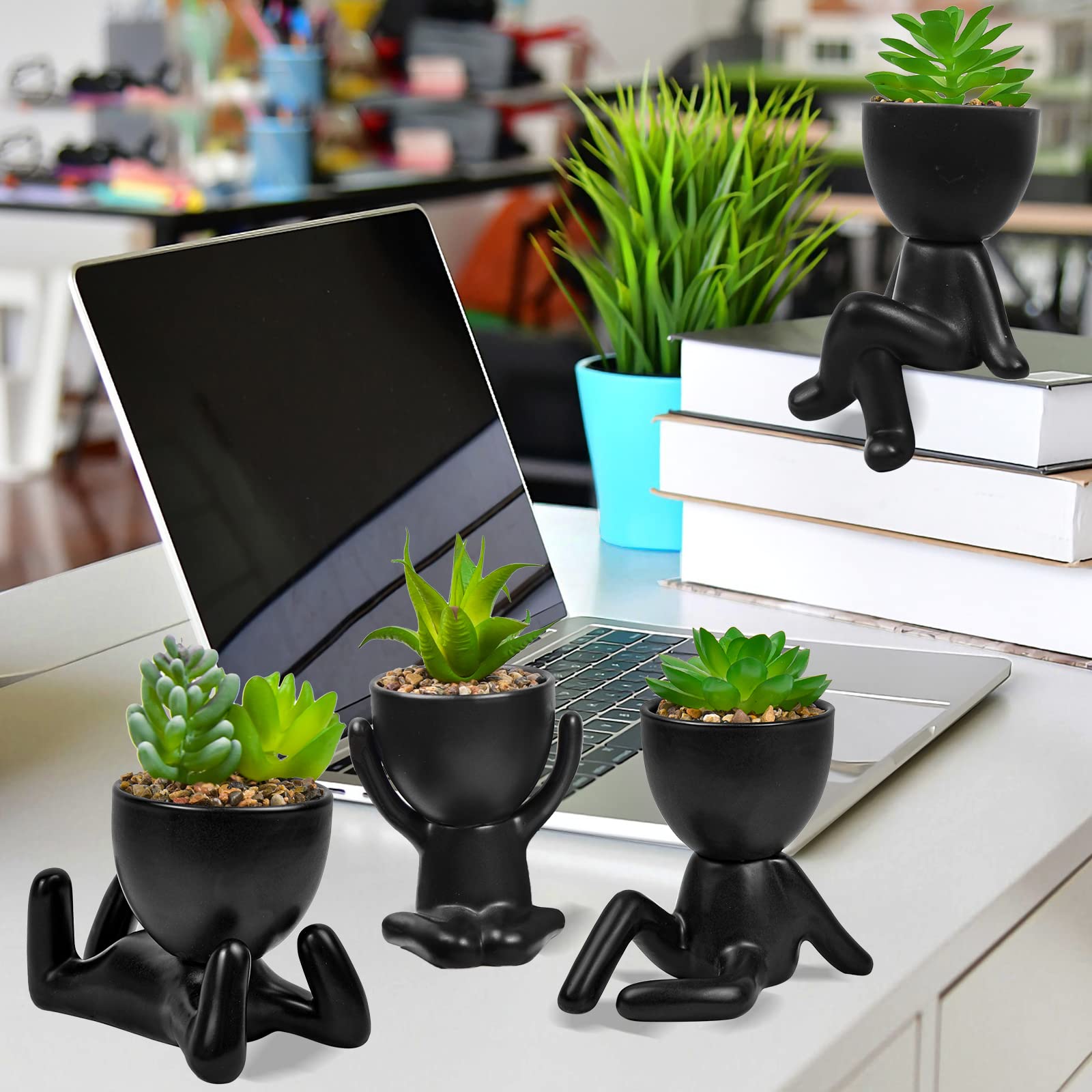 Amazon｜LJMBOEN 4個 かわいいフェイク多肉植物 クリエイティブな人間