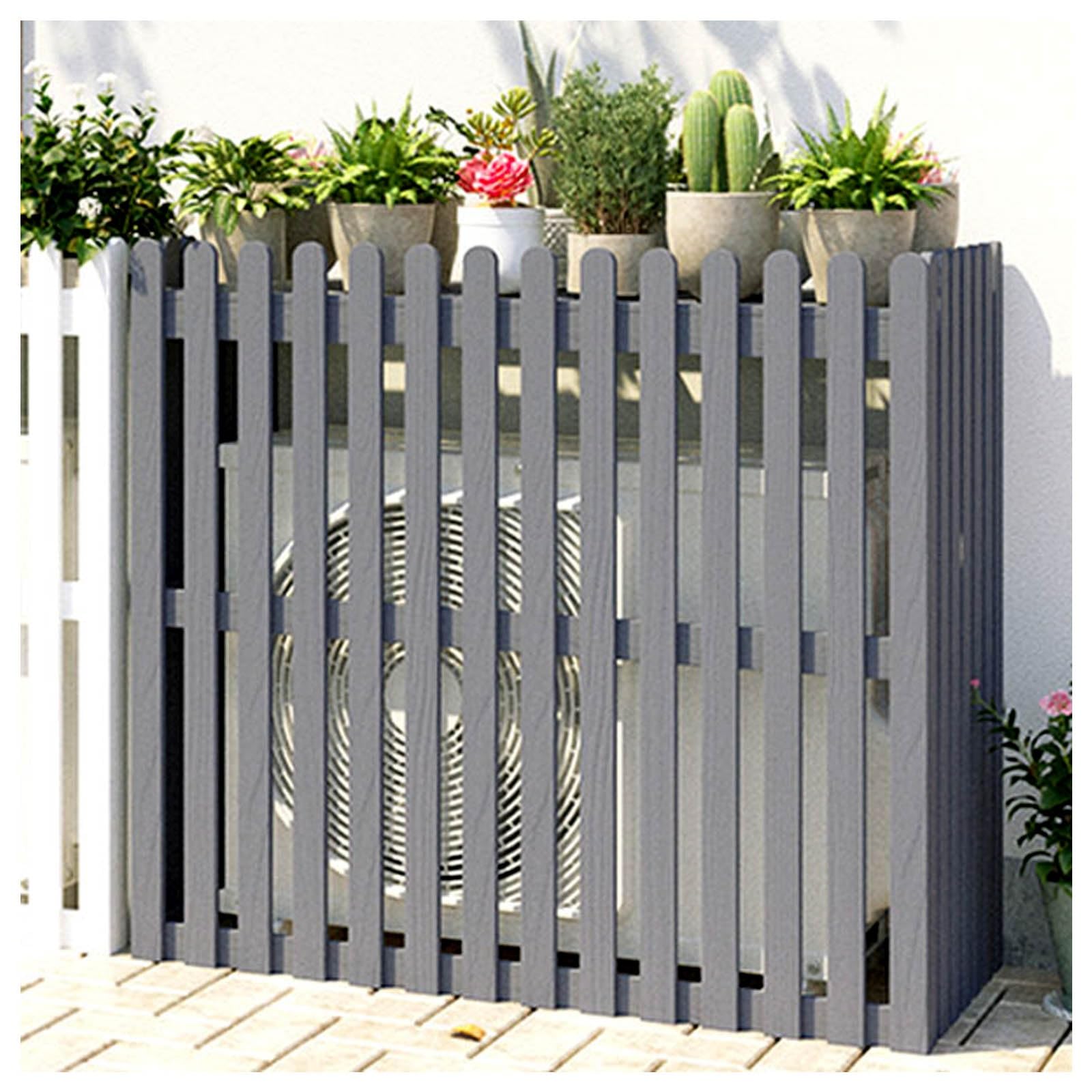 TIANQIHAO Air Conditioning Cover Wooden Air Conditioner Rack - Weatherproof Protective Cover For Outdoor Unit, Privacy Fence Screen,Grey-105x45x95cm