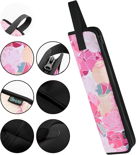 Miniatura 7 de Beautyflier Funda de viaje universal para rizador, resistente al calor, lona, flor rosa (1 unidad, paquete de 1), para herramientas de cabello,