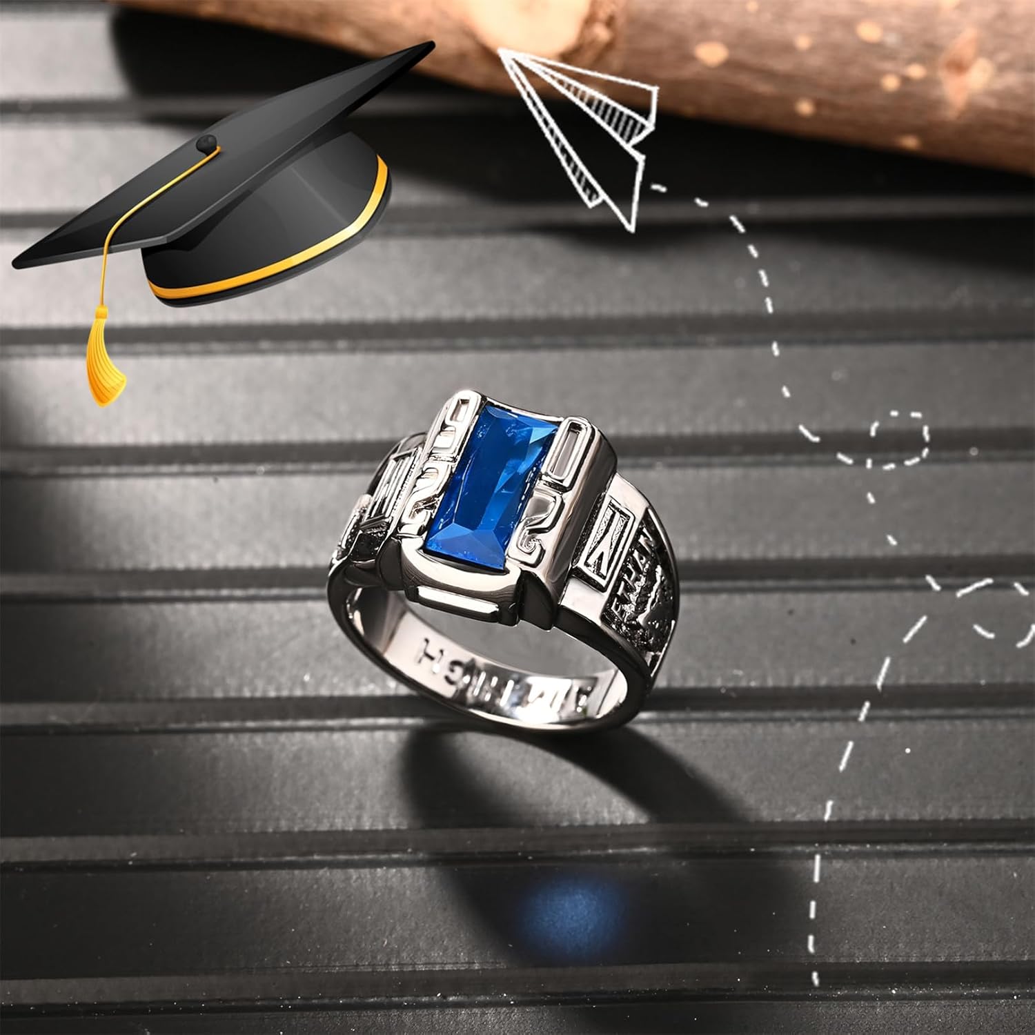 LucySky Class Rings for Men Custom Class Ring with Logo Symbol Personalized Men's Class Ring Graduation Rings for Men Women High School College University Graduation Gifts