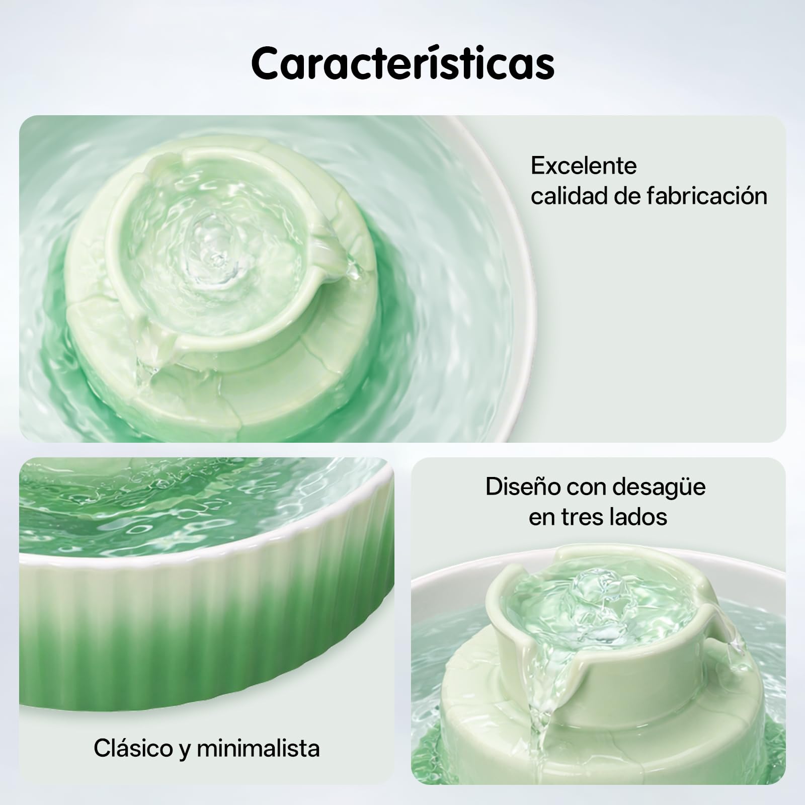 Fuente para gatos de cerámica, 2,1 L, para gatos, cerámica, dispensador de agua silencioso, bomba de agua con filtro de carbón activado de algodón, fuente para gatos para varias mascotas (degradado