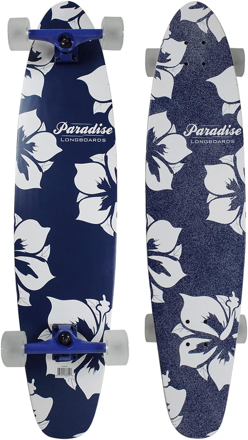 Paradise Longboard Kicktail Complete Cruiser Skateboard, Mallows, 9" x 40"