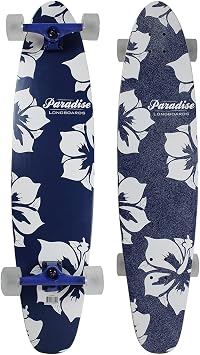 Paradise Longboard Kicktail Complete Cruiser Skateboard, Mallows, 9" x 40"