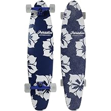 Paradise Longboard Kicktail Complete Cruiser Skateboard, Mallows, 9" x 40"