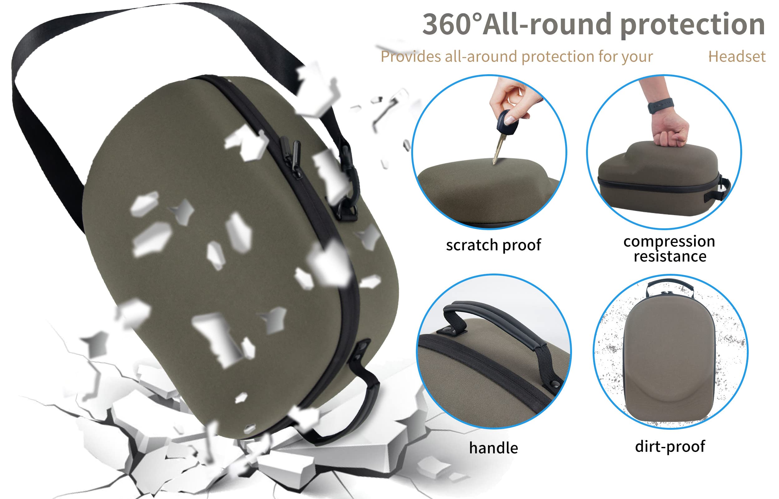 VR-Aufbewahrungstasche kompatibel für PS VR2/PSVR2, Tragetasche für VR-Headset All-in-One-harte Reisebox für Virtual-Reality-Gaming-Zubehör EVA-Reißverschluss-Koffertasche (nur Hülle)
