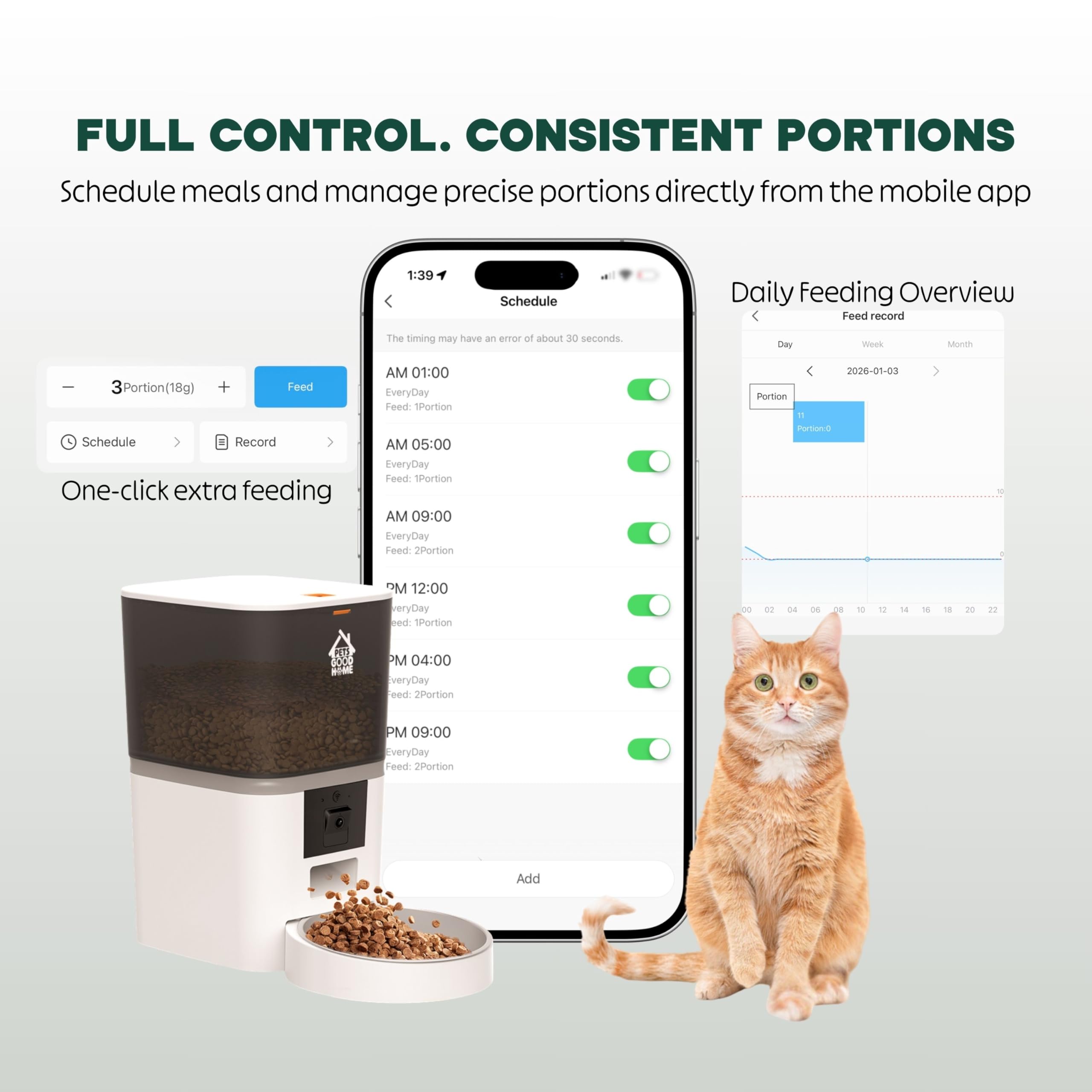 6L Automatic Cat Feeder with Camera – WiFi Smart Pet Feeder for Cats & Dogs, HD Video with Night Vision, App Control, 2-Way Audio, Portion Scheduling – White - image 4
