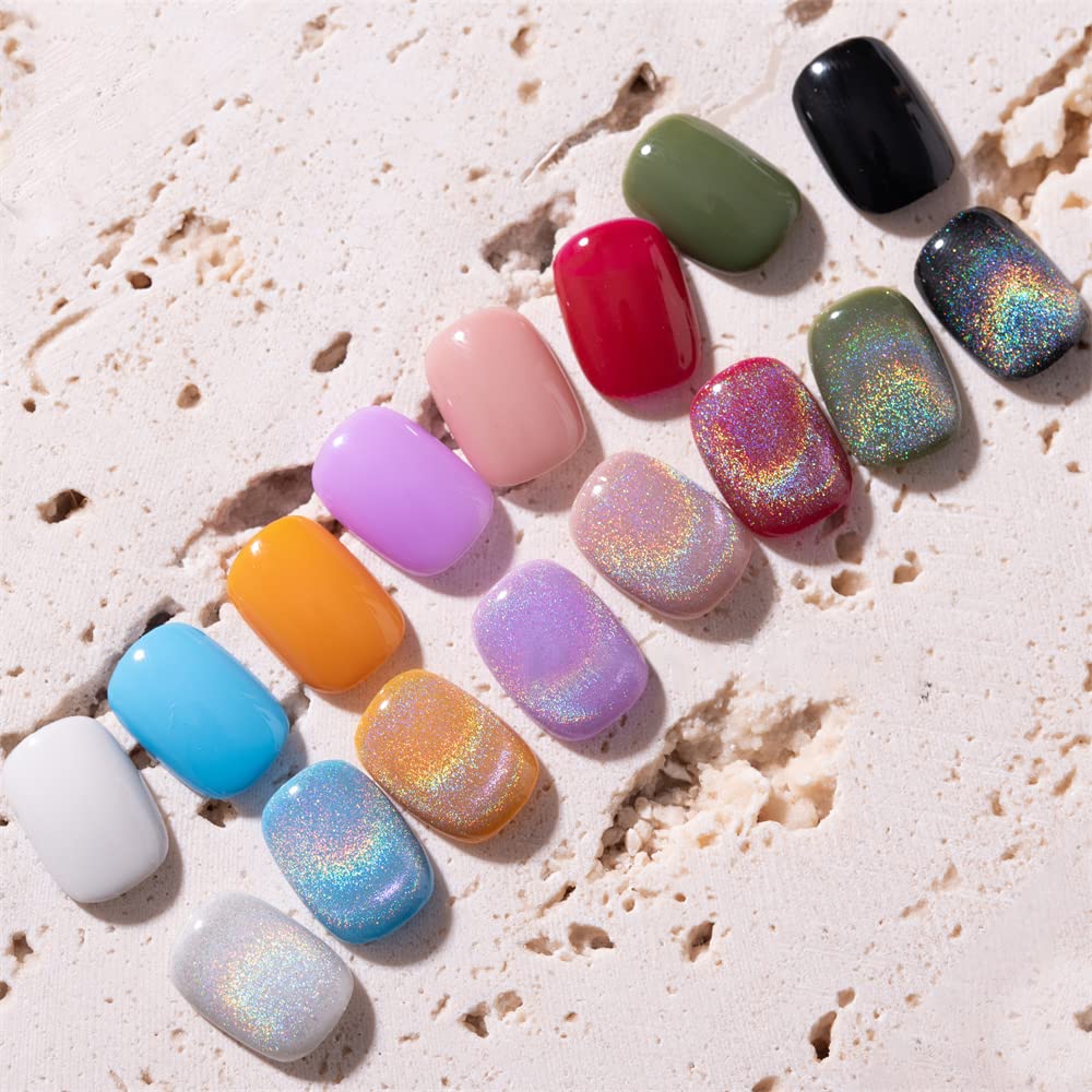 kit esmalte semipermanente Ojo de gato arcoíris universal 9D esmaltes semipermanentes de brillo reflectante holográfico esmalte uñas de gel de diamante láser, palos magnéticos, lámpara de uñas de mesa
