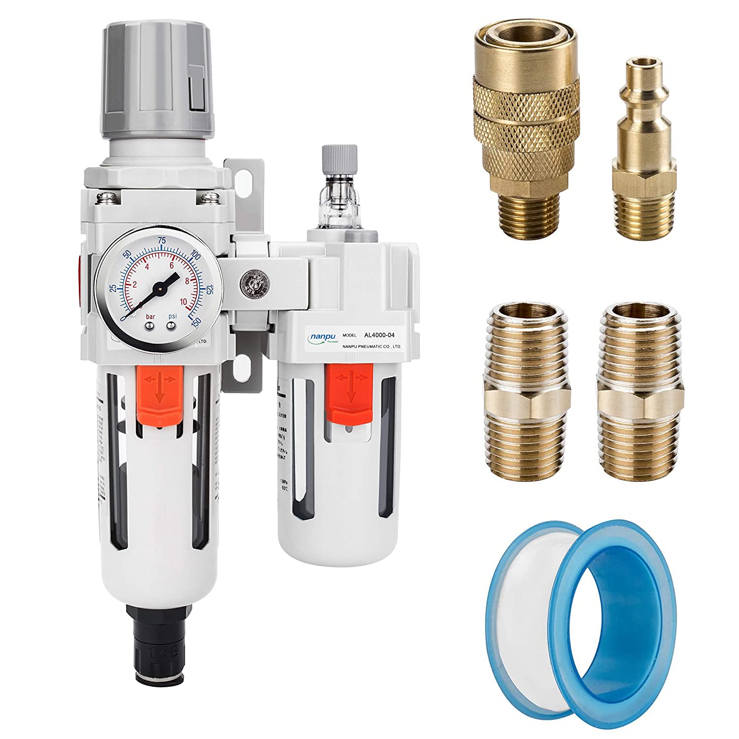 NANPU 1/2" NPT Air Filter Regulator Lubricator Combo, Water Separator — Amazon image 20