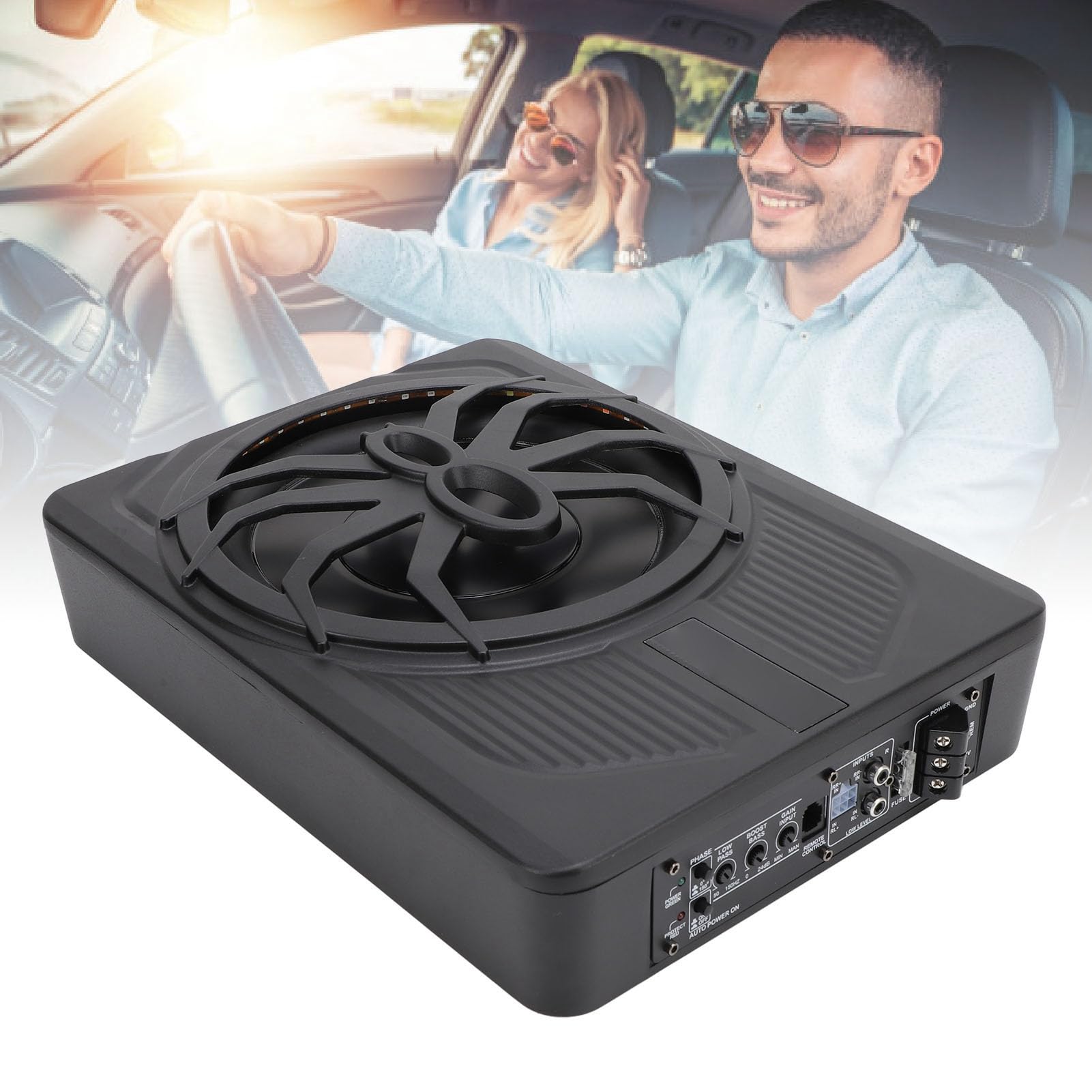 Naroote 10-calowy, Smukły, Aktywny Subwoofer Samochodowy Pod Siedzeniem, 800 W z Nastrojowym Oświetleniem LED dla Entuzjastów Subwooferów W Ciężarówkach (Kolorowe oświetlenie otoczenia z kontrolą)