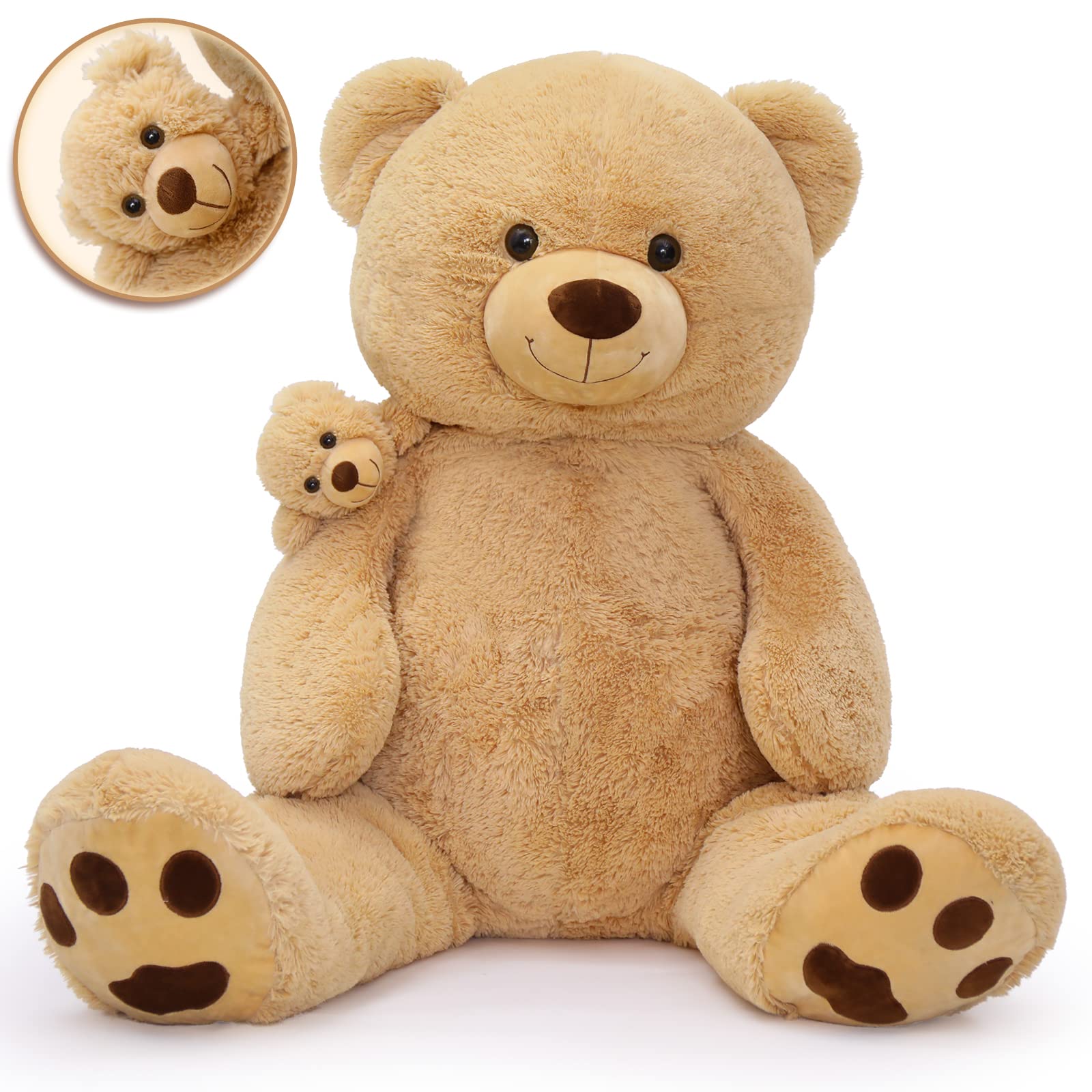 その他 teddybear 4 chil MorisMos 130 cm Teddy Bear Large XXL with Small Bear - Light Brown