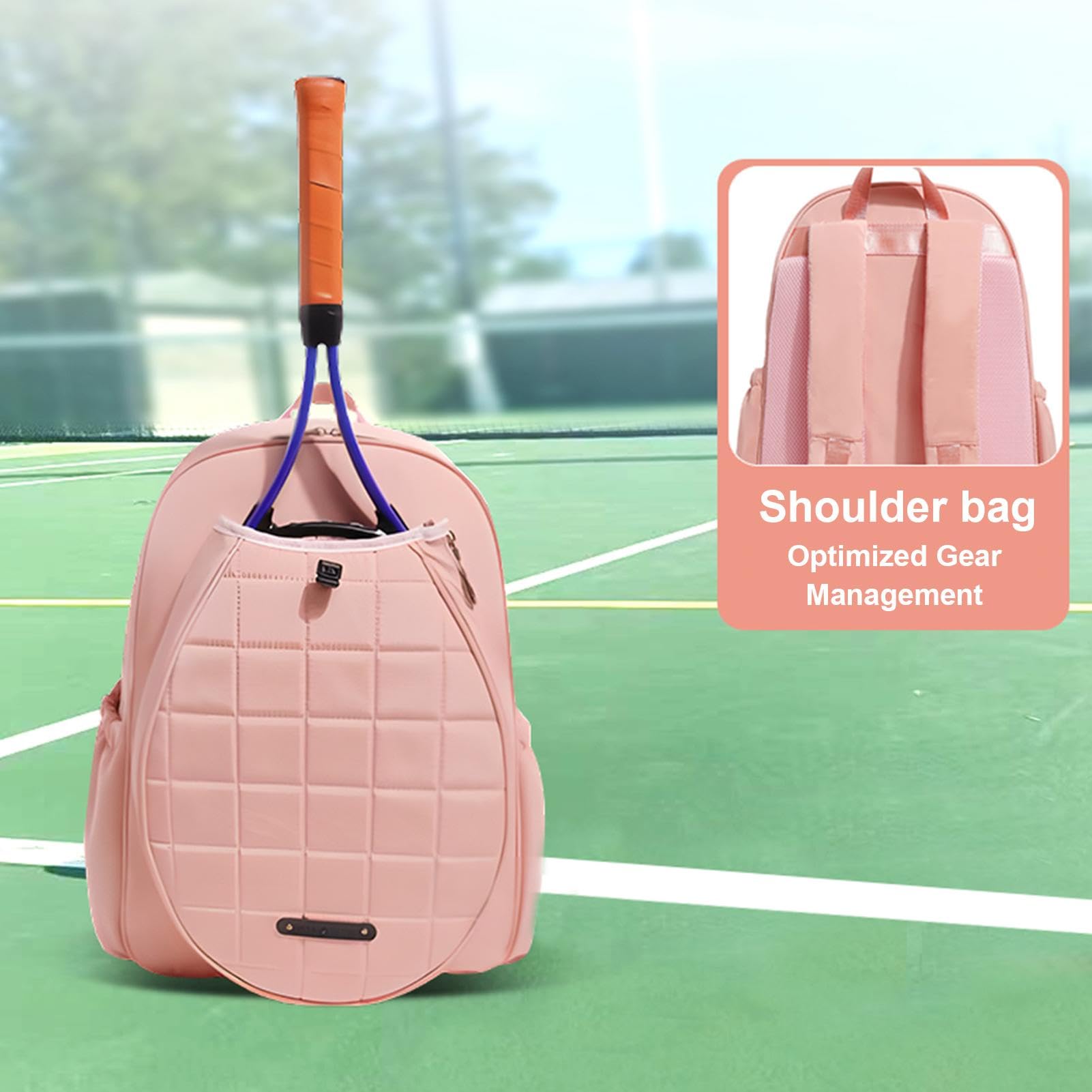 Generisch Zaino per racchetta da tennis, zaino da tennis per bambini, borsa regolabile per racchette da tennis, alla moda, per bambini e adulti