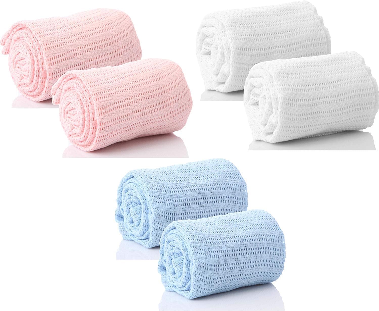 Pair of 100 Pure Cotton Cellular Baby Blanket for Pram Cot Bed Moses