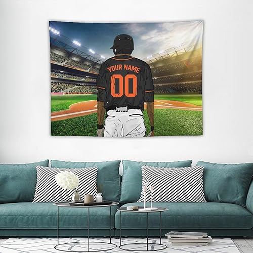 Miniatura 3 de Ubbuigi Tapiz de béisbol de ciudad, arte de pared personalizado, regalos impresos personalizados para fanáticos, hombres y mujeres, diseño de