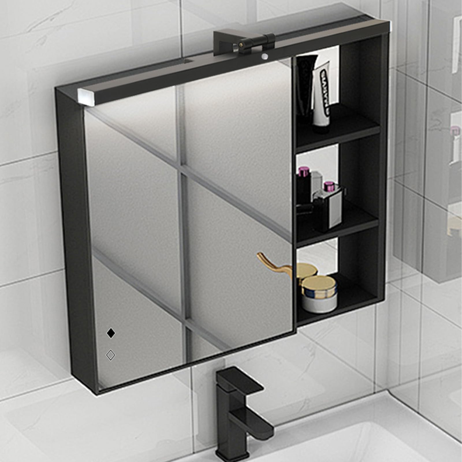 LED Spiegellampe Bad mit Bewegungsmelder Spiegelleuchte 180° Schwenkbar Wandleuchten Badezimmerschrank Lampe Wasserdicht Modern Aluminium Keller Küche Badschrank (Weißes Neutrales Licht,100cm)