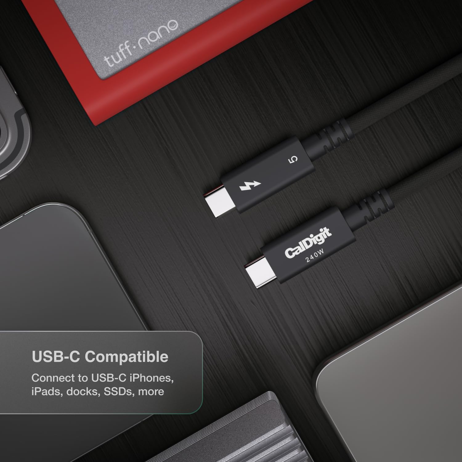 CalDigit Cavo Thunderbolt 5 (USB‑C) Pro (0,5 m intrecciato)