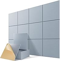 Vista 10 de Paquete de 6 paneles acústicos autoadhesivos, paneles de espuma de alta densidad a prueba de sonido de 12 x 12 x 0.4 pulgadas para paredes, paneles