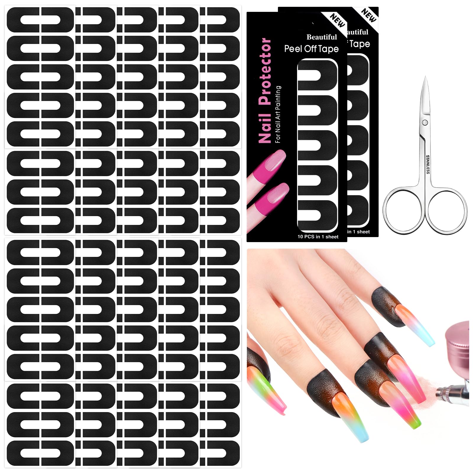 SAVILAND Nail Polish Protector for Fingers: 100PCS U V Protection U-Shaped Nail Protector Cuticle Protector for Nails Painting Peel Off Nails Tape for