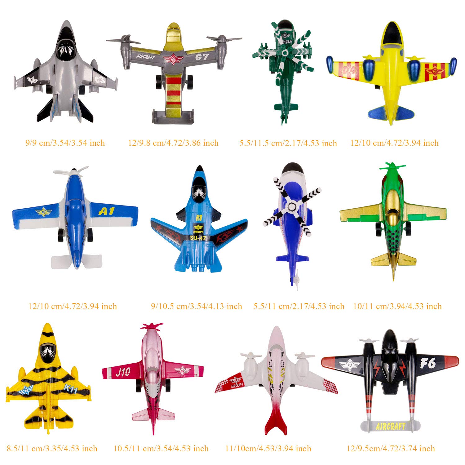 Pull Back Airplanes Playset, 16 PC Plane Toys Variety Style