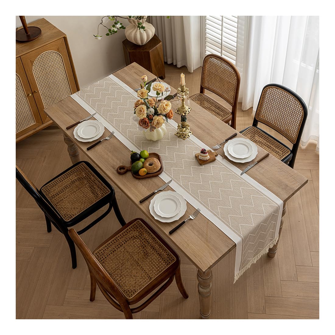 NIUSABOU Kitchen Dining TableDecoration, Farmhouse Table Runner Coffee Cover Multicolor Multiple Sizes(Brown-b,35x180cm(13.7x70.8in))