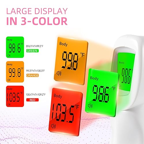 Miniatura 2 de Snomd Termómetro infrarrojo para frente sin contacto para adultos, niños y bebés, pistola digital de temperatura 3 en 1 sin contacto para fiebre,