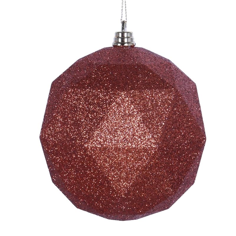 Vickerman M177388DG 4.75 in. Copper Glitter Geometric Christmas Ornament Ball - 4 per Bag