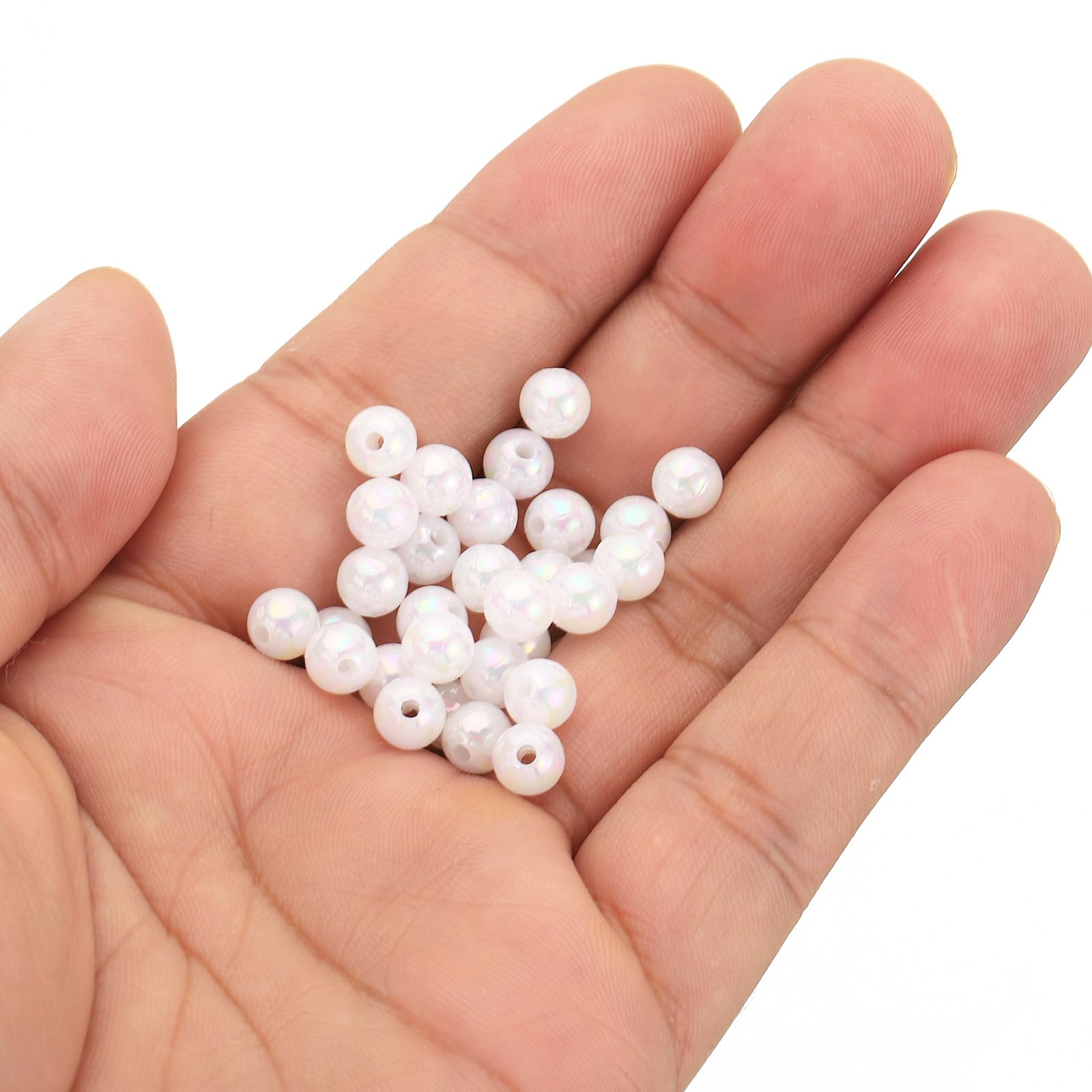 PATIKIL 300-Pack 6mm Acrylic Beads - White AB Color Round Spacer Beads For Jewelry Making