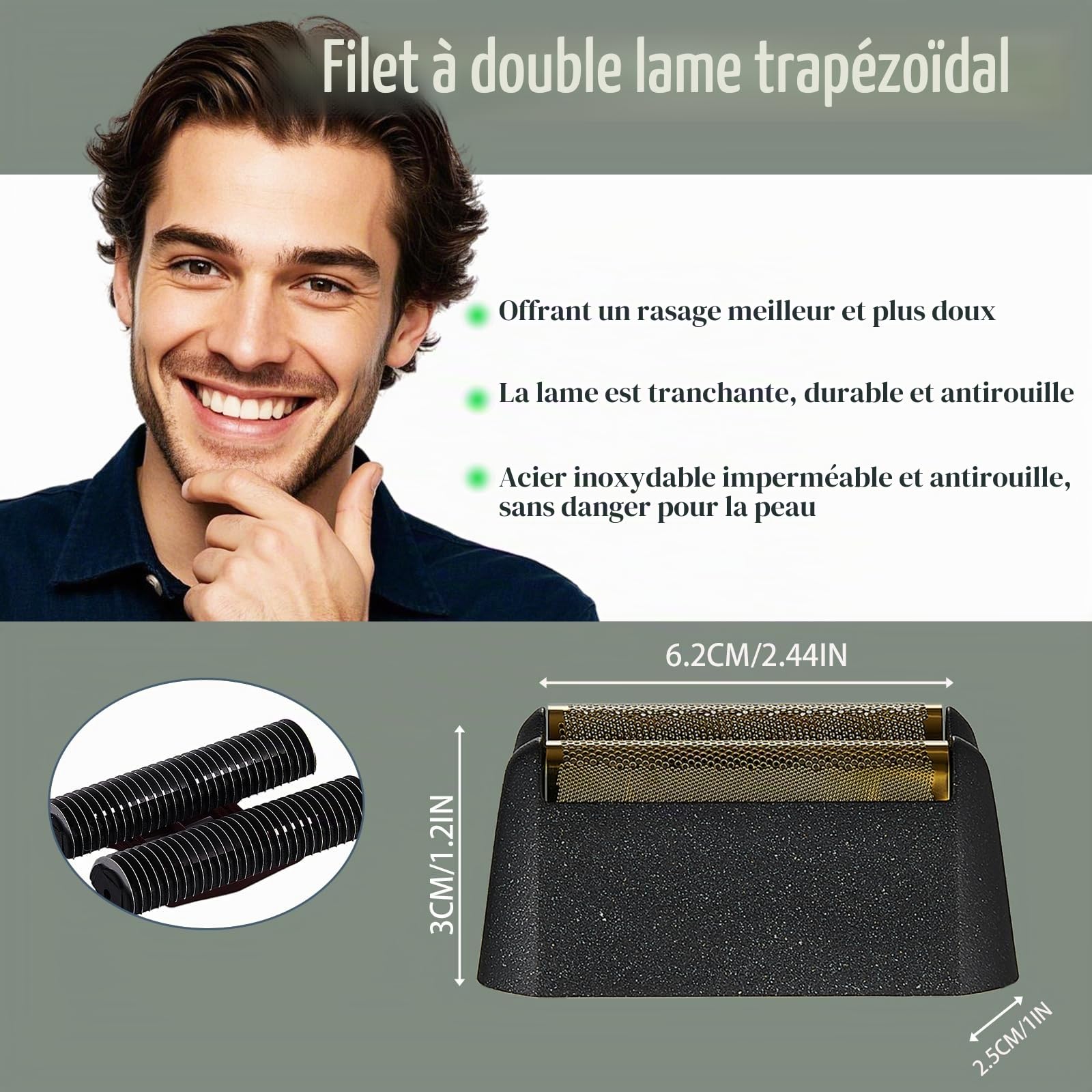 Pack de 2 stratifiés de rechange et barre de coupe professionnel 5 Série finale finale d'étoiles compatibles avec Wahl Shaver Fail 7031-100, 7043-100 Super Close Raser (7043-2pz) Pièces de rechange)